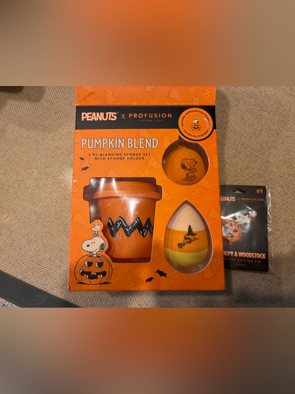 Peanuts x Profusion Pumpkin Blend Sponge Set - limited edition pin - Picture 2 of 4